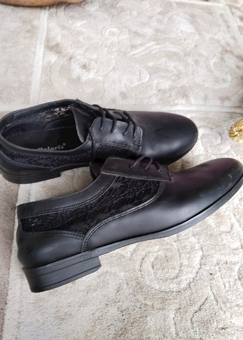 Siyah Bağcıklı bayan Klasik Ayakkabı - Görsel 5