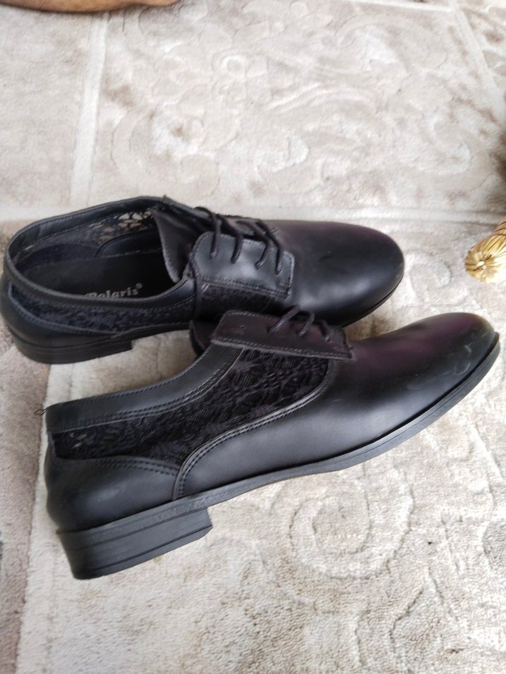 Siyah Bağcıklı bayan Klasik Ayakkabı - Görsel 5