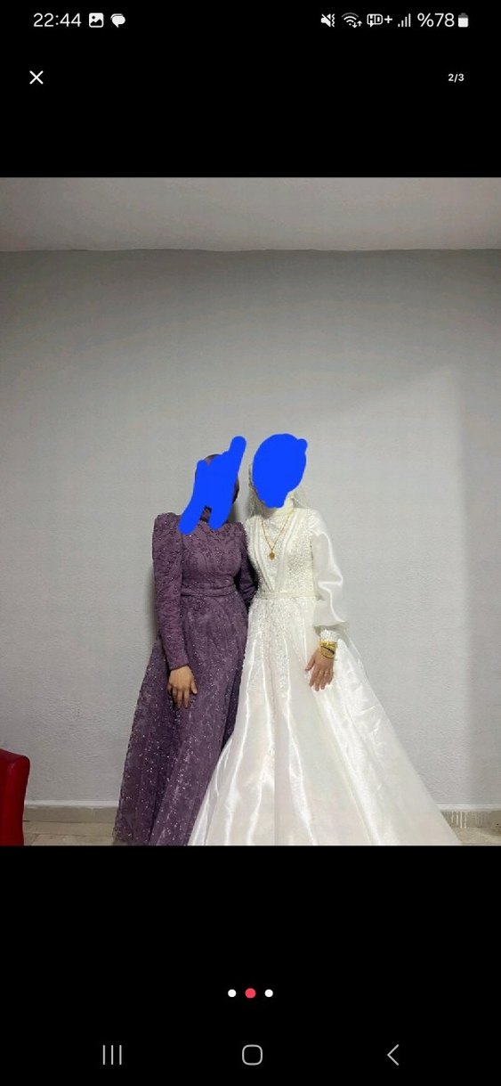 Drapeli Beyaz Uzun gelinlik - Görsel 2