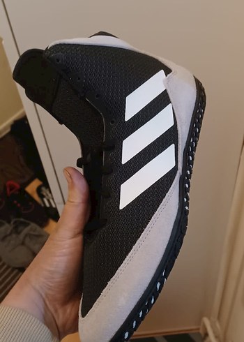 Siyah Beyaz Velcro Bağcıklı güreş Ayakkabısı - Görsel 4