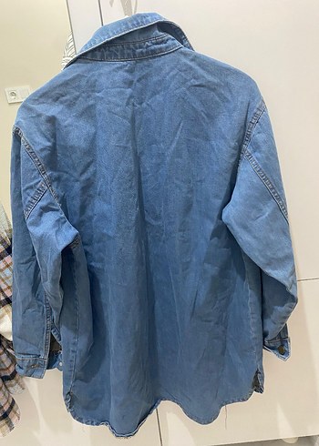 Düğmeli Mavi Kadın Denim Ceket - Görsel 3