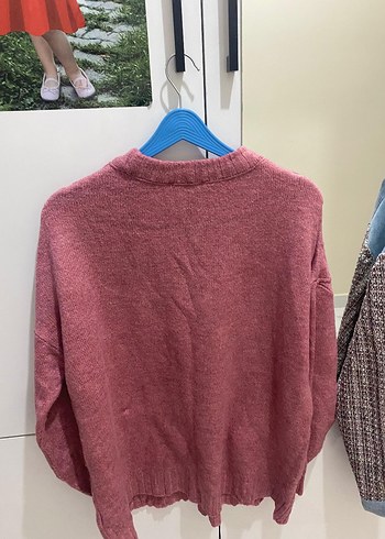 Pembe Örgü Salaş Kadın Kazak - Görsel 2