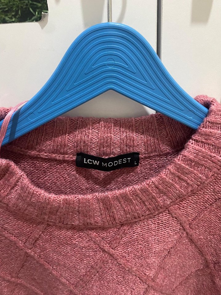 Pembe Örgü Salaş Kadın Kazak - Görsel 3