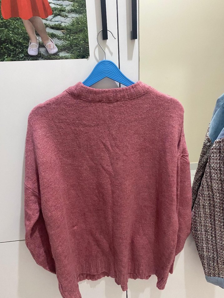 Pembe Örgü Salaş Kadın Kazak - Görsel 2