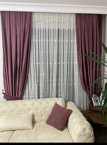 Diğer Bordo fon perde