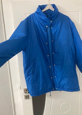 Düğmeli Mavi Kadın Midi Ceket - Görsel 2