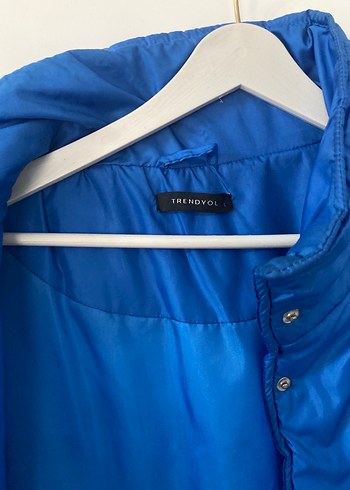 Düğmeli Mavi Kadın Midi Ceket - Görsel 3