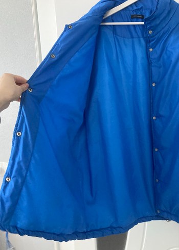 Düğmeli Mavi Kadın Midi Ceket - Görsel 4