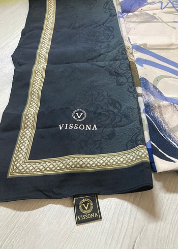 Vissona Mavi Kadın İpek Şal - Görsel 2