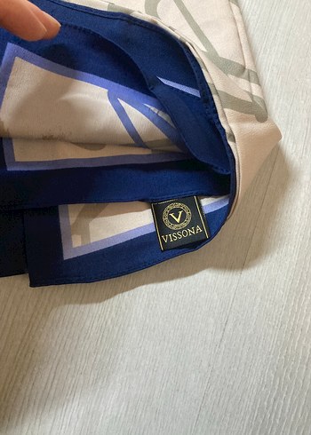 Vissona Mavi Kadın İpek Şal - Görsel 3