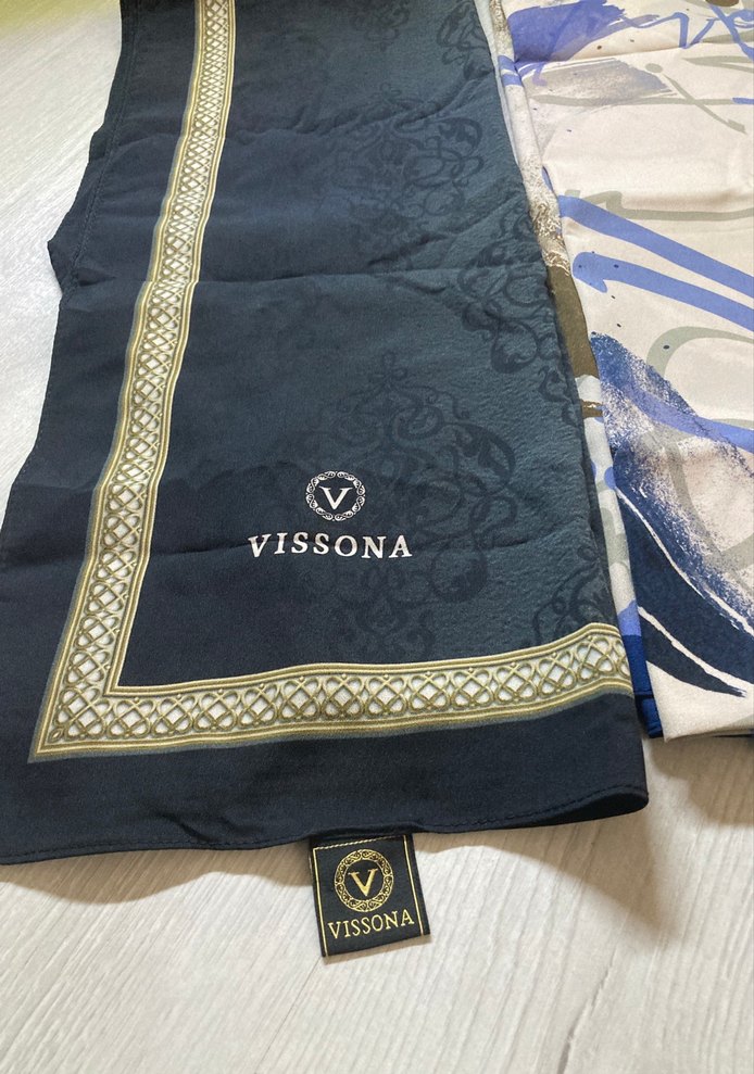 Vissona Mavi Kadın İpek Şal - Görsel 2