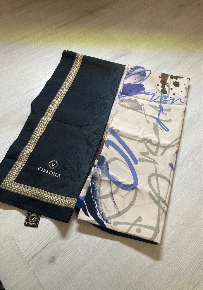 Vissona Mavi Kadın İpek Şal - Görsel 4