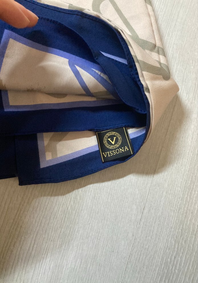 Vissona Mavi Kadın İpek Şal - Görsel 3