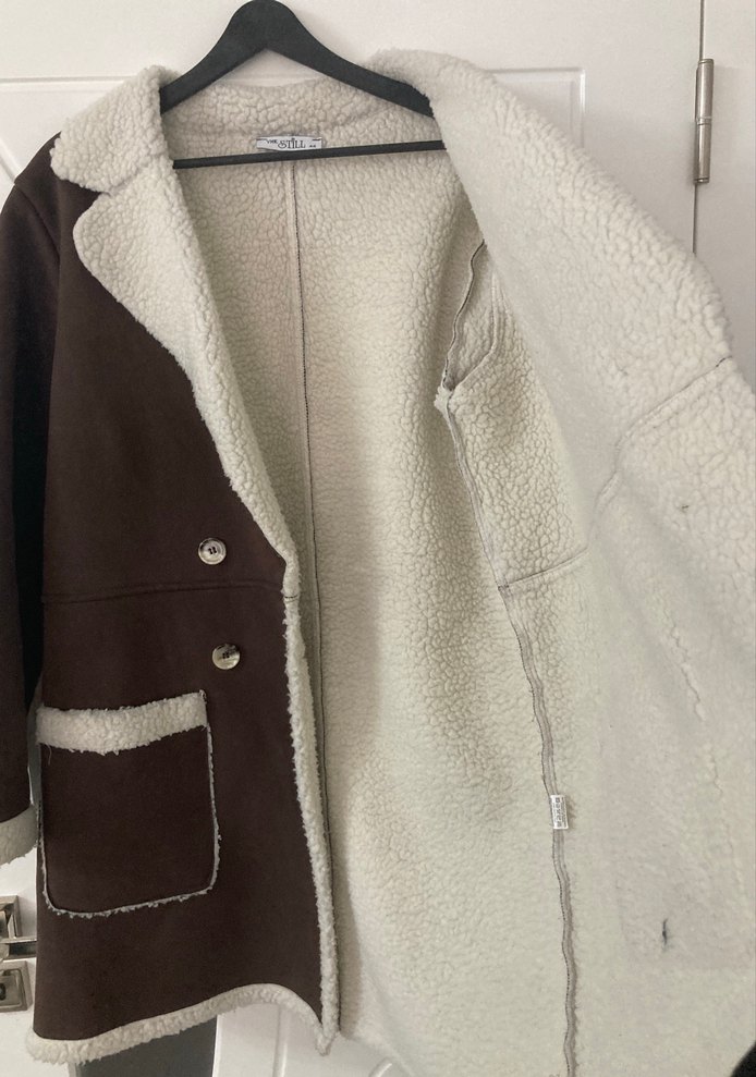 Kahverengi Süet Kürklü Kadın Ceket - Görsel 4