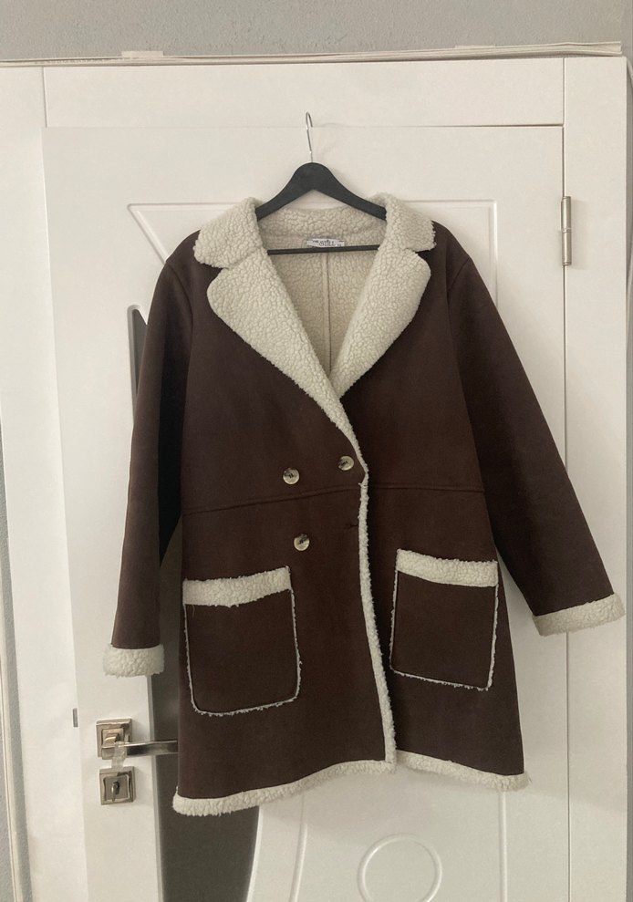 Kahverengi Süet Kürklü Kadın Ceket - Görsel 2