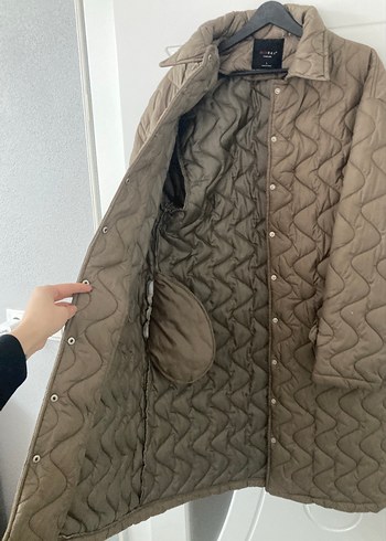 Düğmeli Midi Kadın Ceket - Kahverengi - Görsel 2