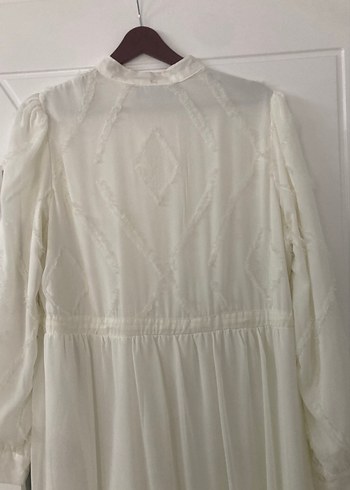 Uzun Beyaz Bohem şifon Elbise - Görsel 5