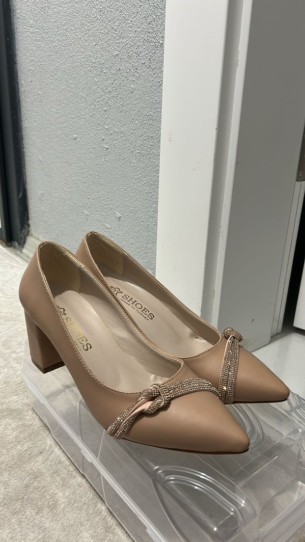 Bej Klasik Topuklu Kadın Ayakkabı - Görsel 2