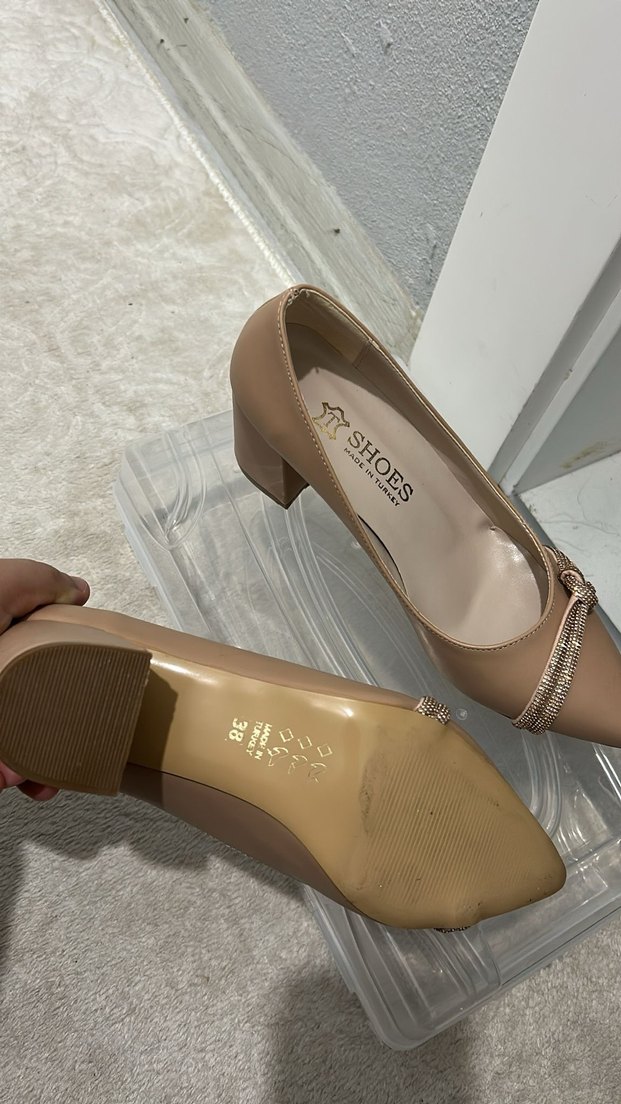 Bej Klasik Topuklu Kadın Ayakkabı - Görsel 3