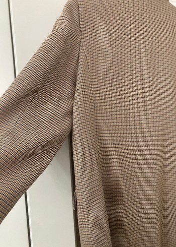 Bej Düğmeli Kadın Midi Blazer Ceket - Görsel 6