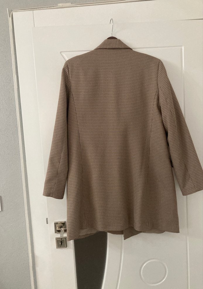 Bej Düğmeli Kadın Midi Blazer Ceket - Görsel 5