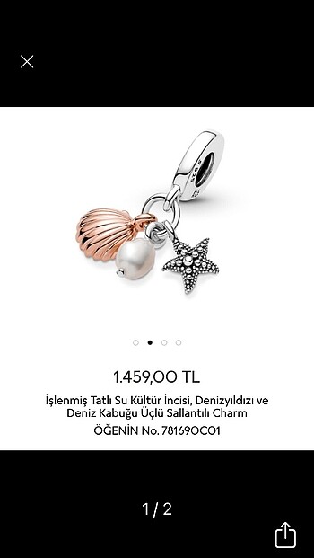 İnci deniz yıldızı deniz kabuğu charm