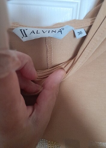 36 Beden camel Renk Alvina sweat elbise