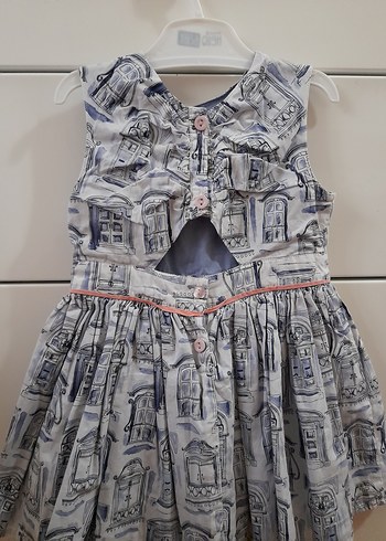 Mamas & Papas Kız Çocuk Gri Desenli Kolsuz Elbise