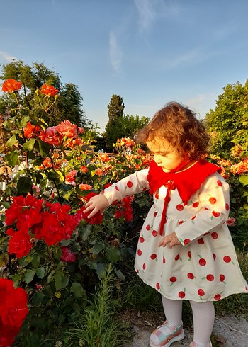 Diğer Kız Çocuk Beyaz Pamuklu Uzun Kollu Elbise