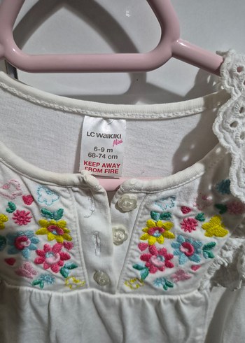 Nakışlı Beyaz Kız Çocuk Kolsuz Elbise 6.9 ay - Görsel 2