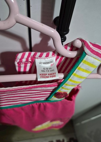 Kız Çocuk Renkli Düğmeli Askılı Elbise - Görsel 2