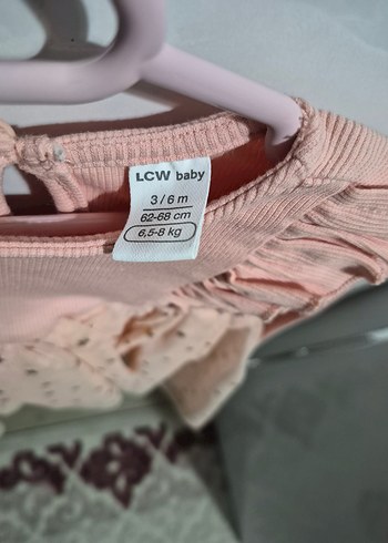 Uzun Kollu Fırfırlı Pembe Kız Çocuk Elbise 3.6 aylık - Görsel 2