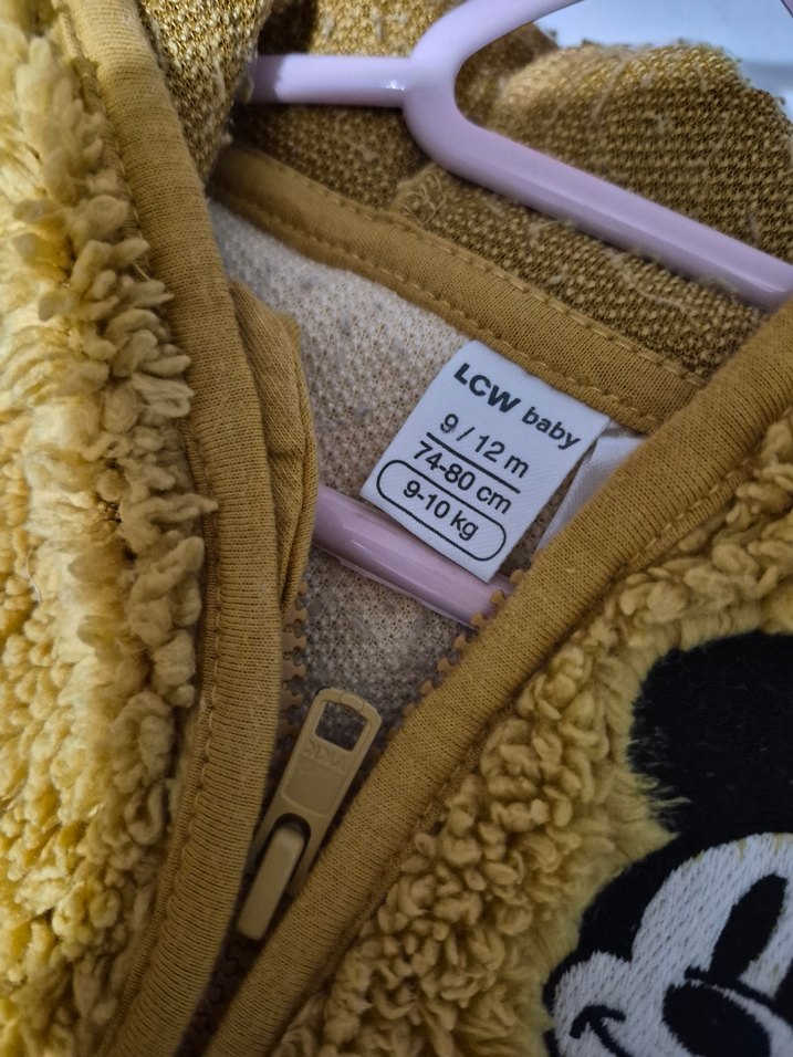 Sarı Mickey Mouse Bebek Takımı Kapüşonlu 9.12 ay - Görsel 2