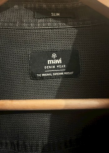 Mavi Düğmeli Siyah Erkek Denim Gömlek - Görsel 2