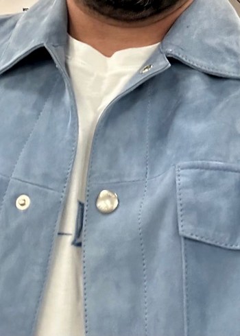 Ramsey marka sıfır Mavi Süet Düğmeli Erkek Ceket - Görsel 2