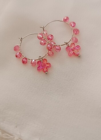 Pembe çiçek küpe 