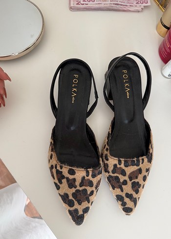 39 Beden Kahverengi Leopar Desenli Kürklü Kadın Stiletto