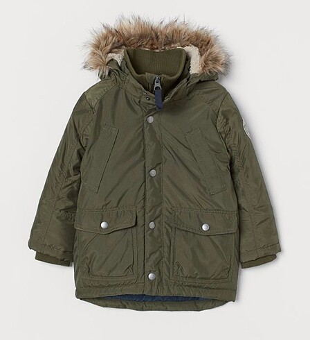 H&M DOLGULU İÇİ KÜRKLÜ PARKA ERKEK ÇOCUK MONT 7-8 yaş