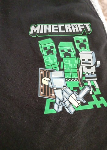 Minecraft Baskılı Erkek Çocuk Siyah Şort ve tişört - Görsel 4