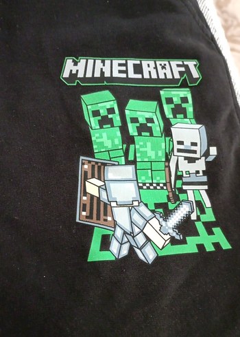 Minecraft Baskılı Erkek Çocuk Siyah Şort ve tişört - Görsel 3