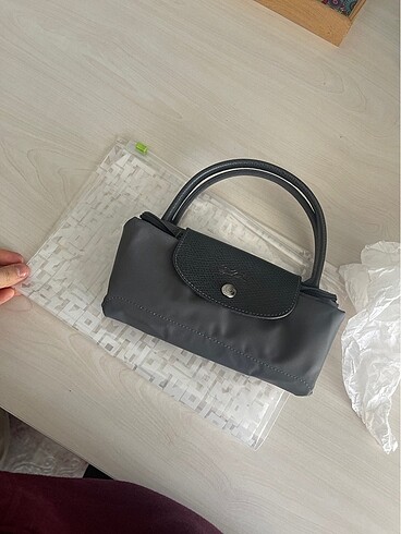  Beden gri Renk Orijinal Longchamp Kısa Sap Small Grey