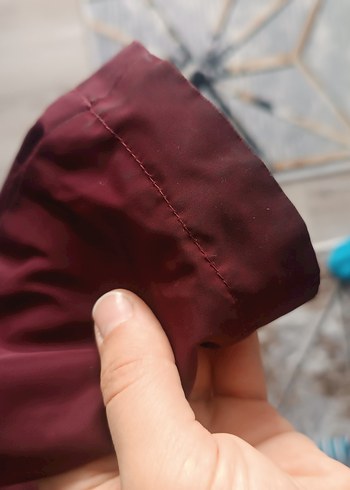 Bordo Uzun trençkot yagmurluk - Görsel 4