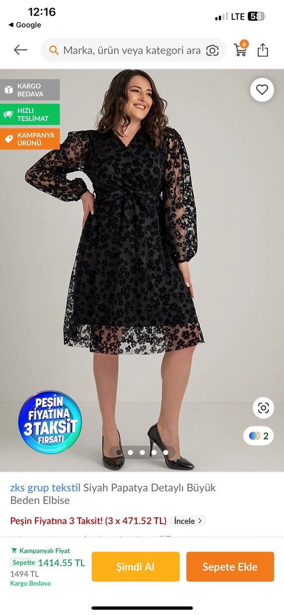 Siyah Dantel Detaylı Midi Elbise - Görsel 4