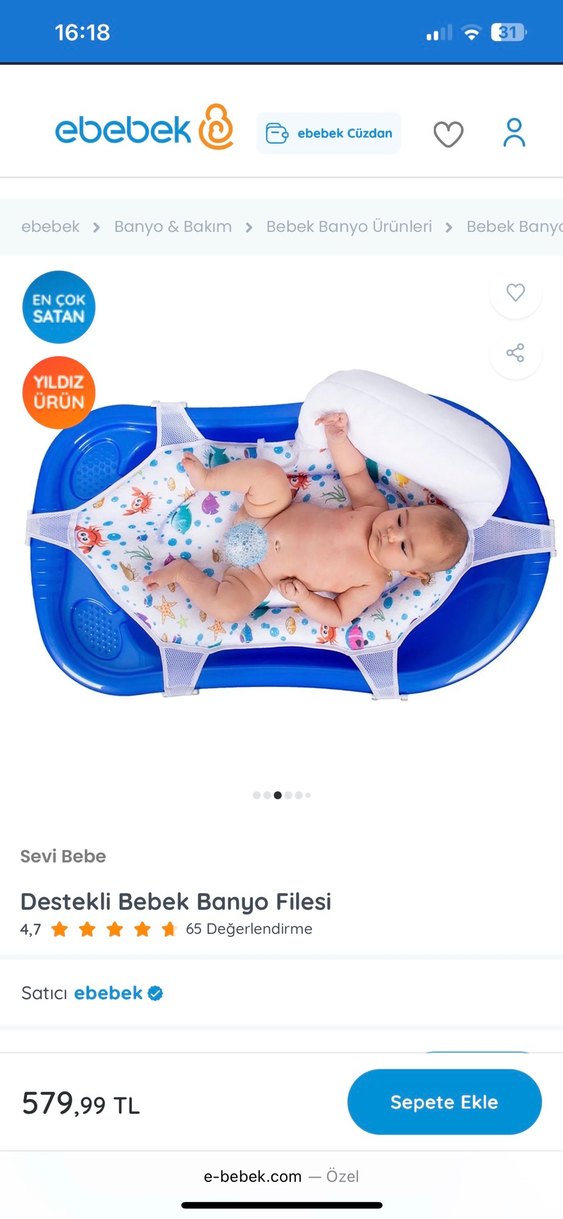 Sevi Bebe Destekli Bebek Banyo Filesi - Görsel 2