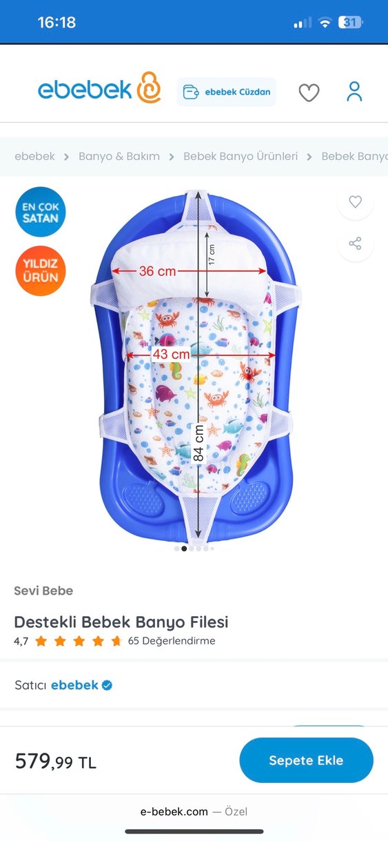 Sevi Bebe Destekli Bebek Banyo Filesi - Görsel 3