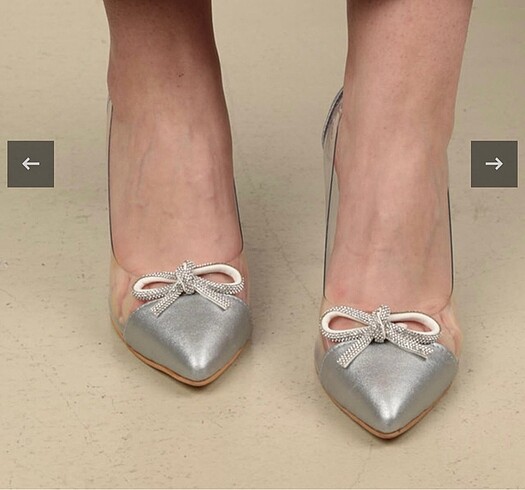 Şeffaf kurdeleli gümüş topuklu ayakkabı - Görsel 5