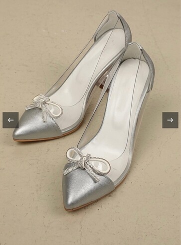 Şeffaf kurdeleli gümüş topuklu ayakkabı - Görsel 2