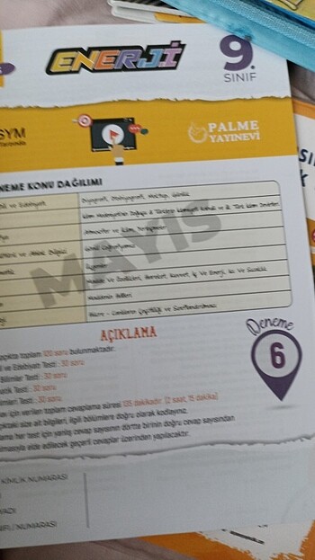 Beden Renk Palme Yayınları 9. sınıf Deneme