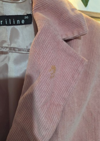 36 Beden pembe Renk Pembe Süet Düğmeli Kadın Blazer Ceket