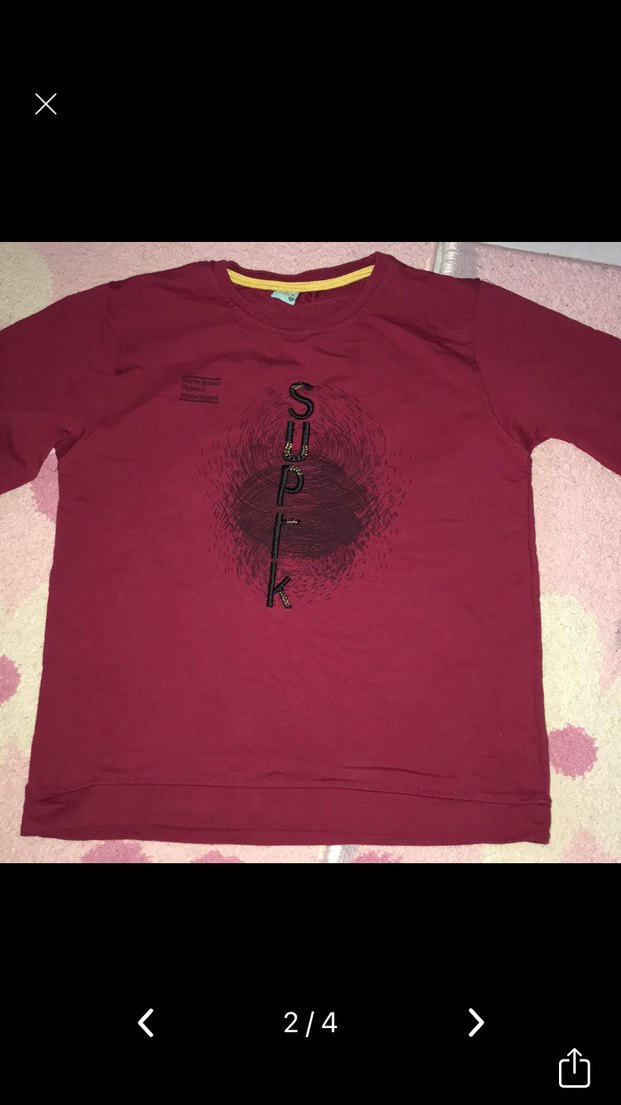 Koyu Kırmızı Erkek Çocuk Uzun Kollu Sweatshirt - Görsel 2